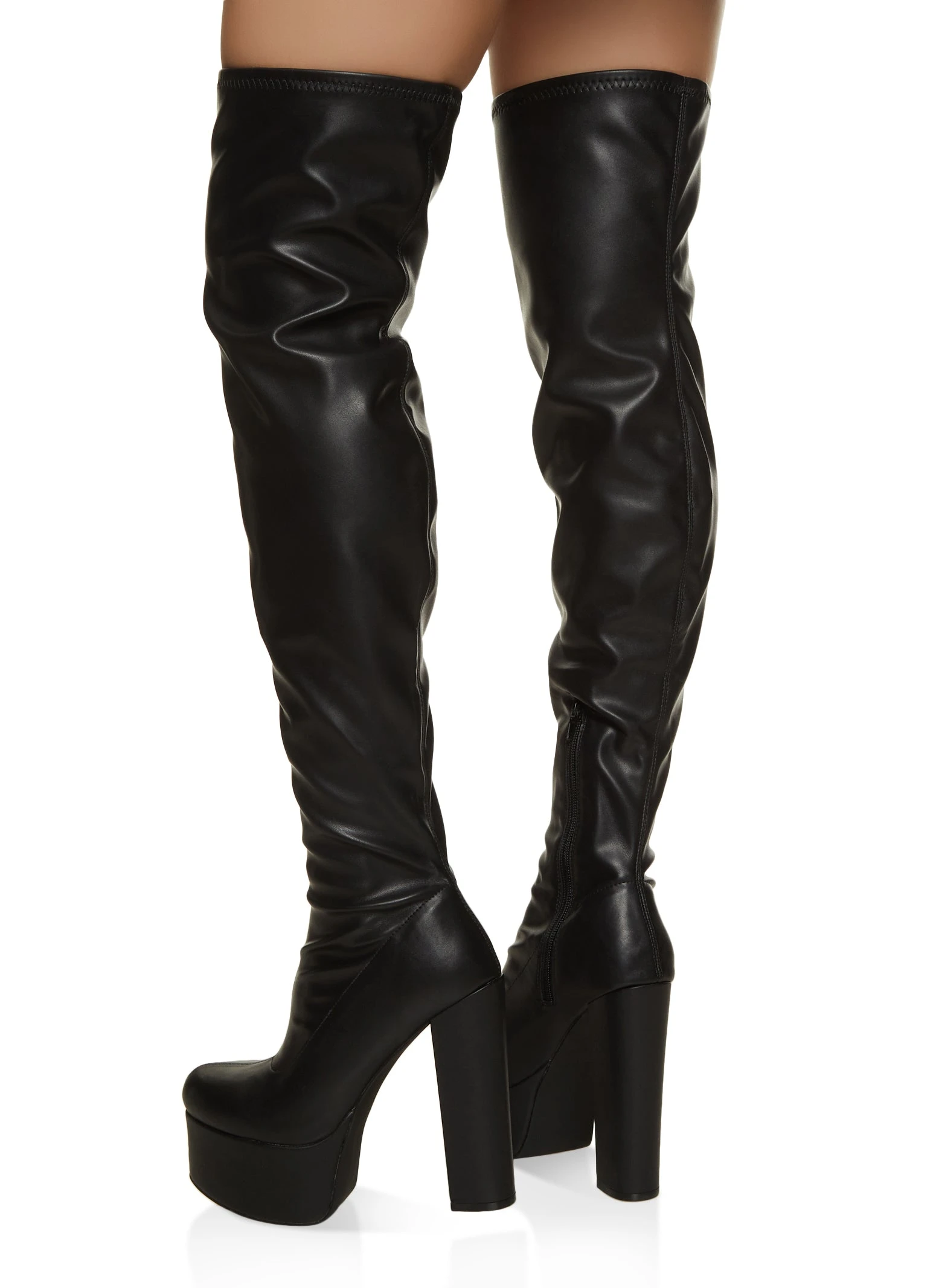 Round Toe Platform Over The Knee Boots - Image 3