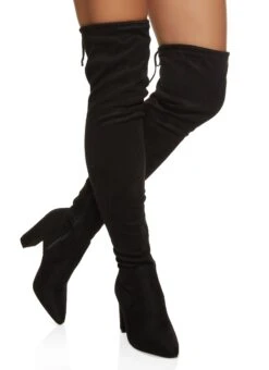 Tie Back Over The Knee Pointed Toe Boots