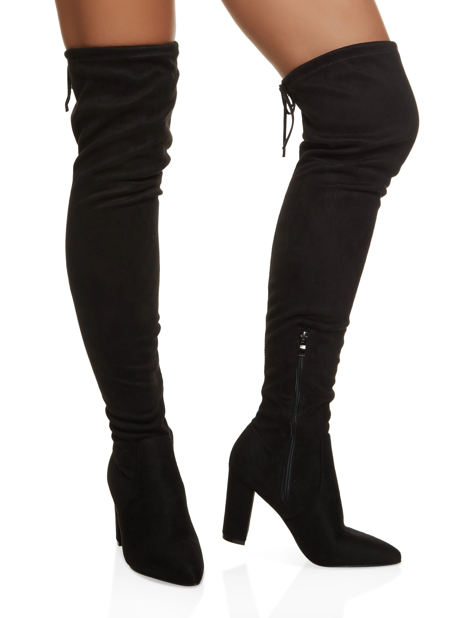 Tie Back Over The Knee Pointed Toe Boots - Image 2