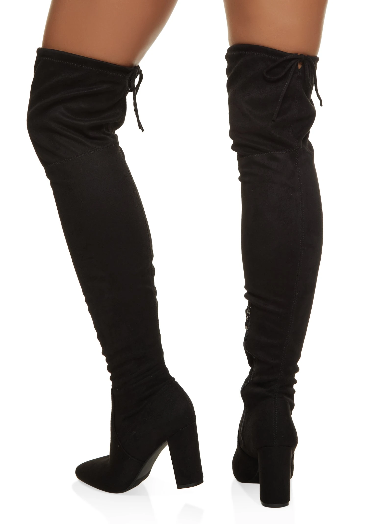 Tie Back Over The Knee Pointed Toe Boots - Image 3