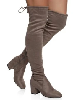 Tie Back Block Heel Tall Boots