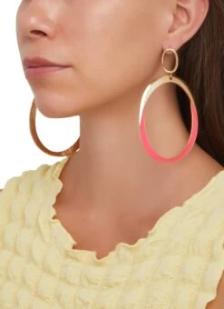 Large Oval Hoop Drop Earrings