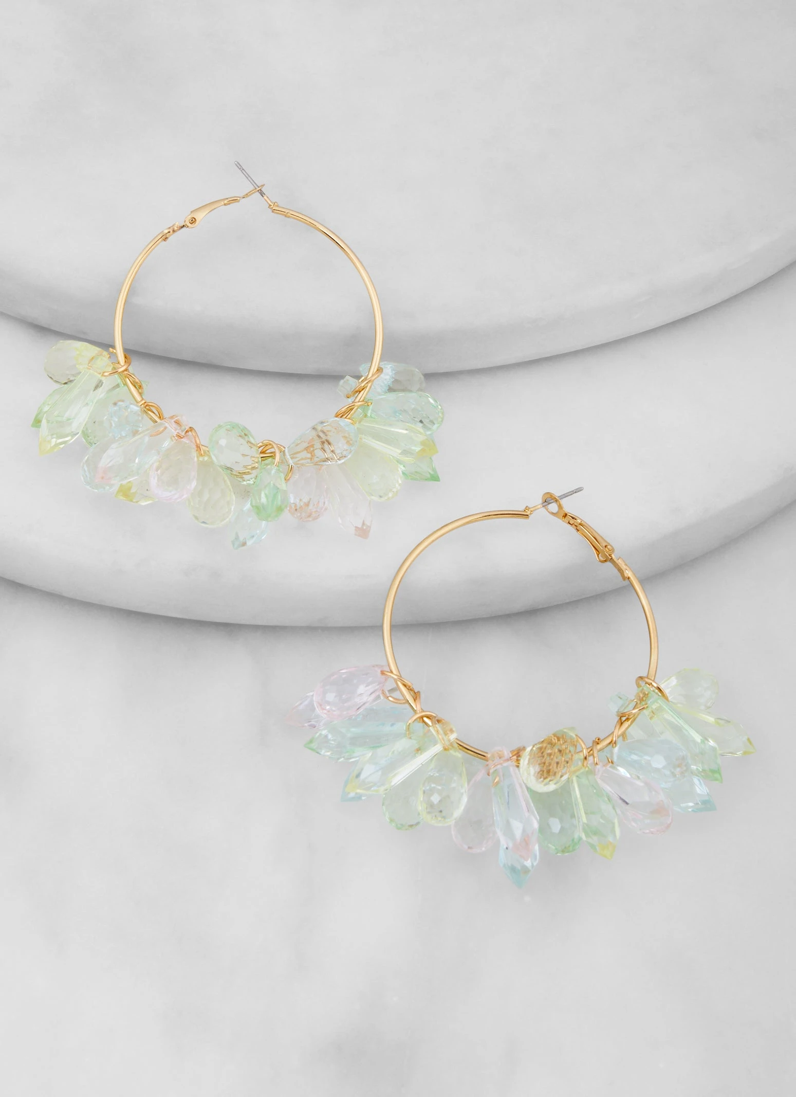 Beaded Dangle Hoop Earrings - Image 2