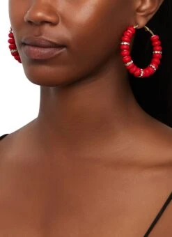 Rhinestone Beaded Hoop Earrings