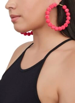 Velvet Beaded Hoop Earrings