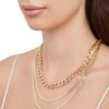 Layered Curb Chain Necklace And Stud Earrings
