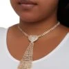 Rhinestone Heart Neck Tie Necklace