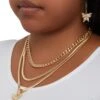Butterfly Curb Chain Layered Necklace And Drop Earrings