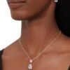 Cubic Zirconia Teardrop Pendant Necklace And Drop Earrings