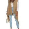Faux Fur Collar Fringe Knit Vest