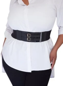 Plus Size Double Buckle Stretch Belt