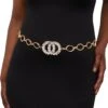 Rhinestone Double Ring Chain Link Belt