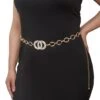 Plus Size Rhinestone Double Ring Chain Belt