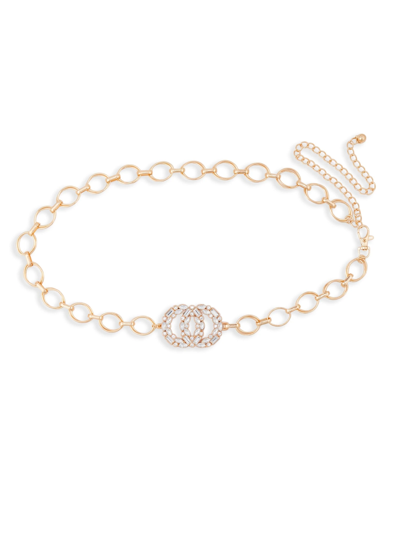 Plus Size Rhinestone Double Ring Chain Belt - Image 2