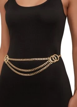 Double Circle Detail Chain Waist Belt