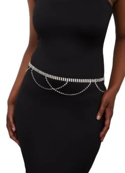 Rhinestone Layered Chain Belt