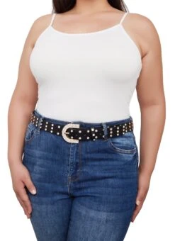 Plus Size Rhinestone Studded Belt