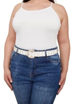 Plus Size Rhinestone Studded Belt