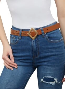 Diamond Buckle Chevron Belt