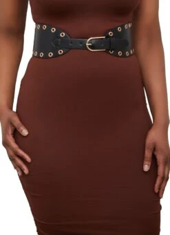 Grommet Studded Wide Belt