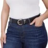 Plus Size Studded Loop Faux Leather Belt