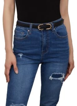 Metallic Double Buckle Belt