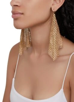 Mesh Rhinestone Drop Earrings