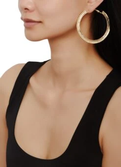Rhinestone Double Studded Hoop Earrings