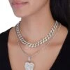 Cubic Zirconia Curb Chain Heart Necklace Set