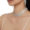 Rhinestone Choker Necklace And Fringe Tassel Earrings Set
