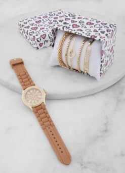 Assorted Stretch Bracelet And Analog Watch Set