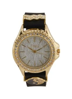 Ying Yang Charm Rhinestone Trim Watch