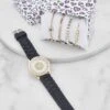 Rhinestone Glitter Analog Watch And Assorted Stretch Bracelets Set