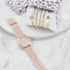 Rhinestone Trim Watch And Assorted Stretch Bracelets Set