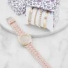 Rhinestone Trim Watch And Assorted Bracelet Set