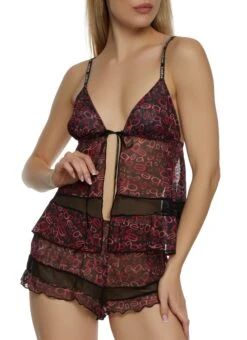 Bebe Open Front Babydoll And Shorts