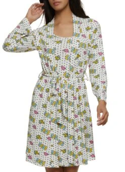 Love Polka Dot Print Nightgown With Robe