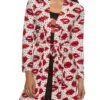 Lips Print Nightgown With Robe