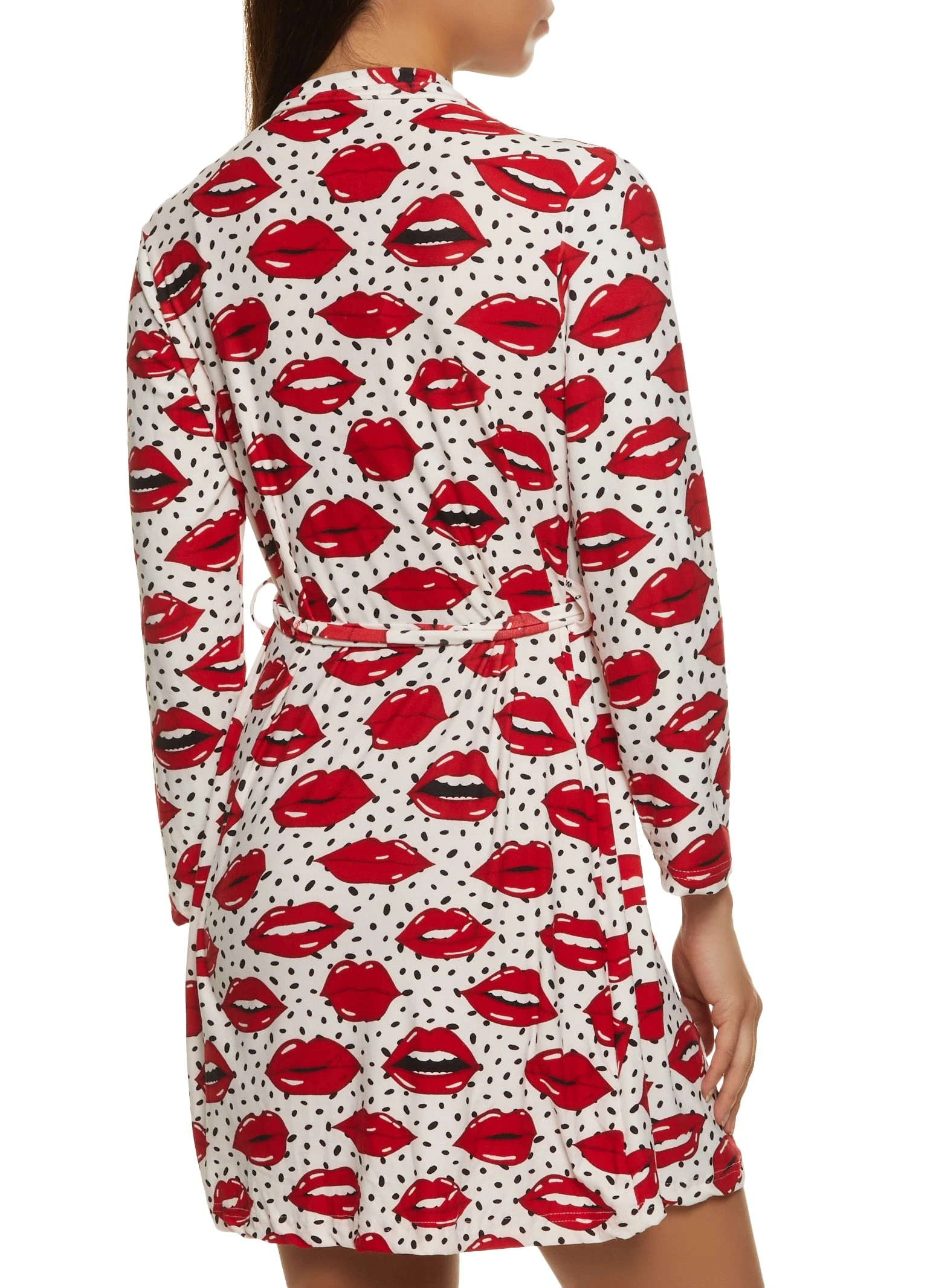 Lips Print Nightgown With Robe - Image 2