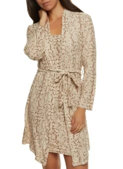 Printed Nightgown With Robe