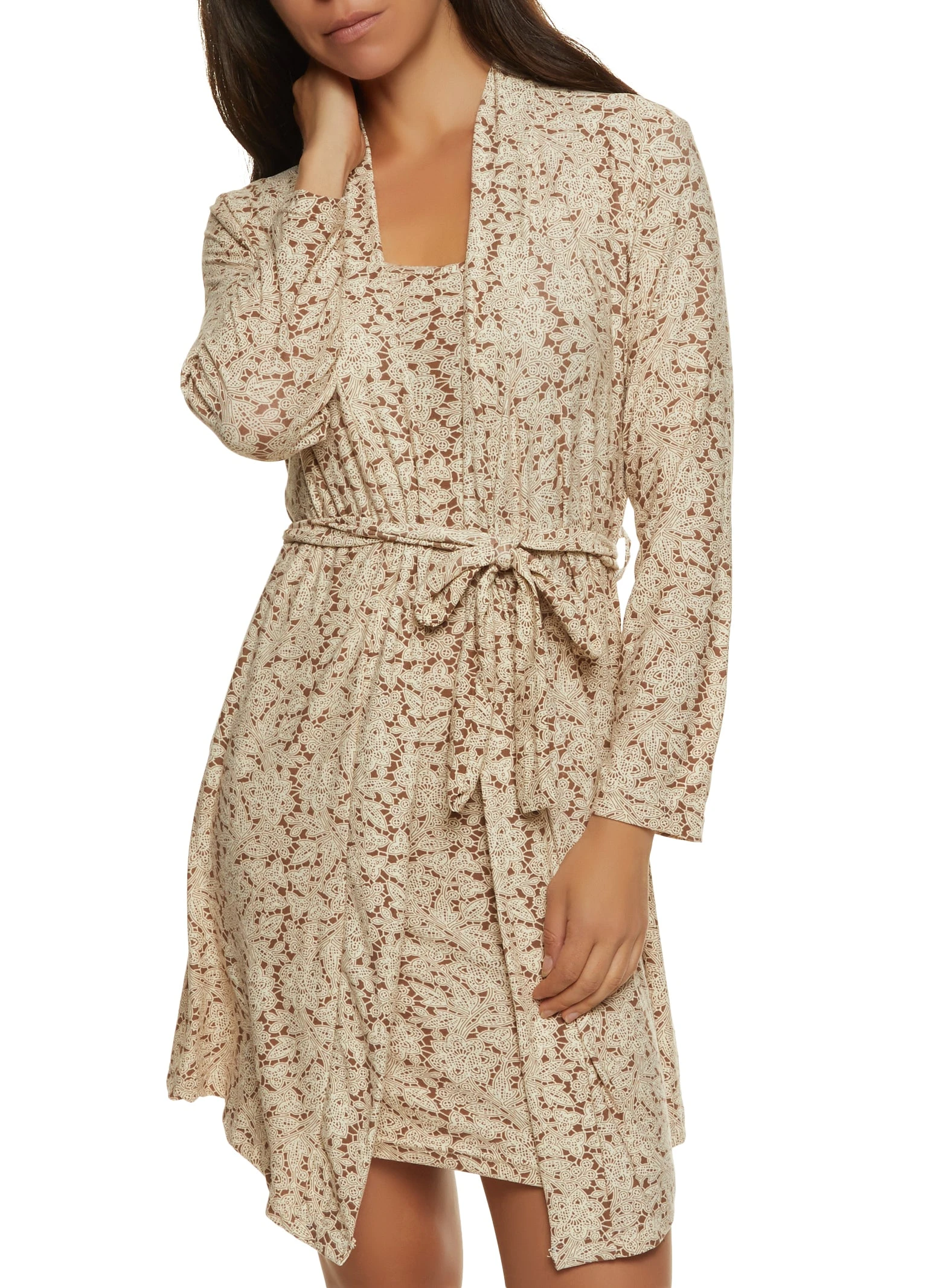 Printed Nightgown With Robe