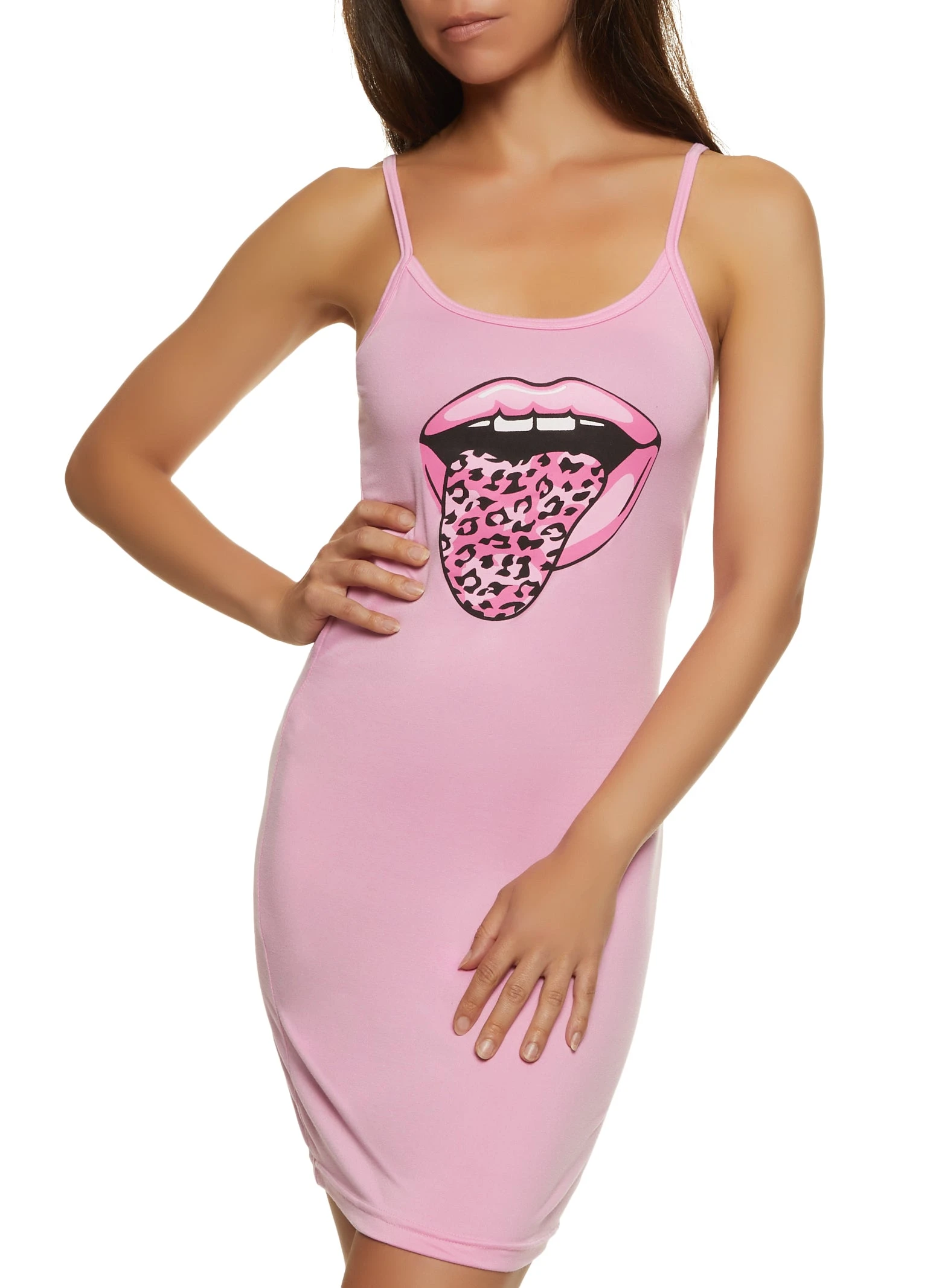Leopard Print Tongue Nightgown With Robe - Image 3