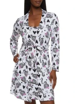 Leopard Print Cat Nightgown With Robe
