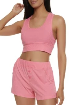 Racerback Cropped Tank Top And Shorts Set