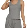 Ribbed Lettuce Edge Pajama Tank Top And Shorts