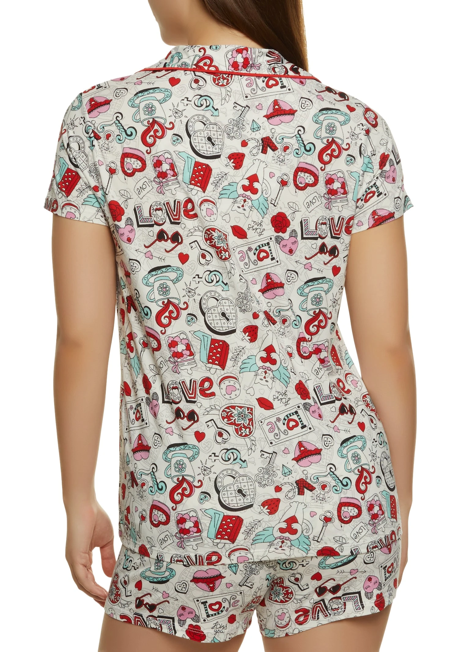 Teacup Print Pajama Shirt And Shorts - Image 2