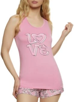 Love Graffiti Pajama Tank Top And Shorts
