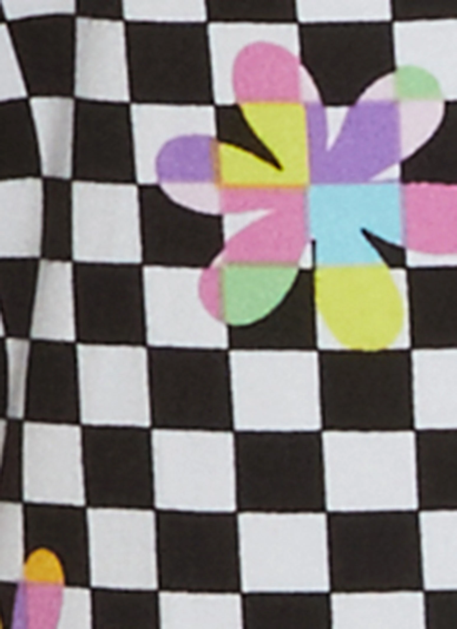 Checkered Flower Print Pajama Shirt And Shorts - Image 3