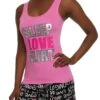 Sleep Love Flirt Foil Screen Graphic Pajama Tank And Shorts