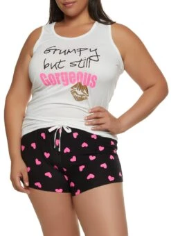 Plus Size Grumpy Still Gorgeous Pajama Tank Top And Shorts